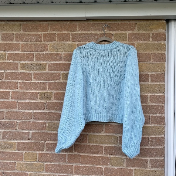 Sweater: ASOS Blue Balloon Sleeve Women's Knit - Picture 8 of 13